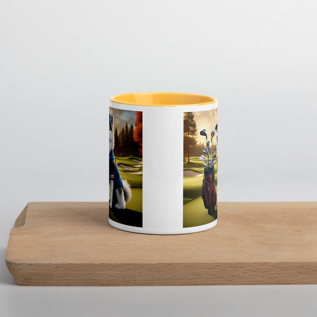 Pomsky Golfer- Mug with Color Inside v4