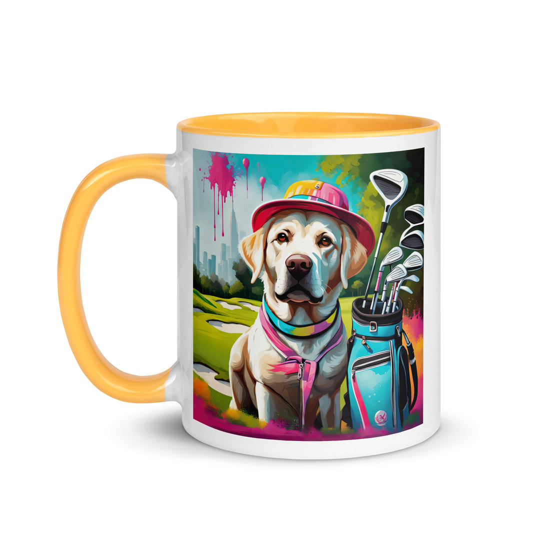 Mug with Color Inside-Labrador Retriever Golfer v9