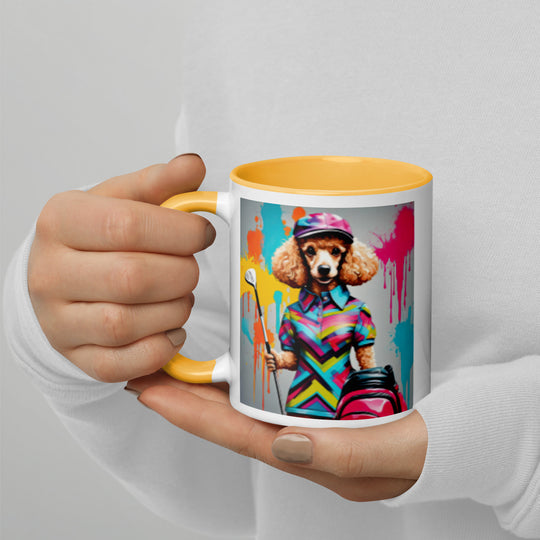 Poodle Golfer- Mug with Color Inside v4