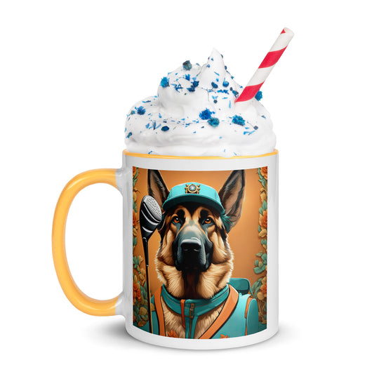 German Shepherd Golfer- Mug with Color Inside V2