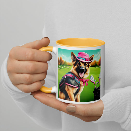 German Shepherd Golfer- Mug with Color Inside V3