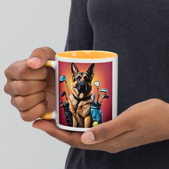 German Shepherd Golfer- Mug with Color Inside V7