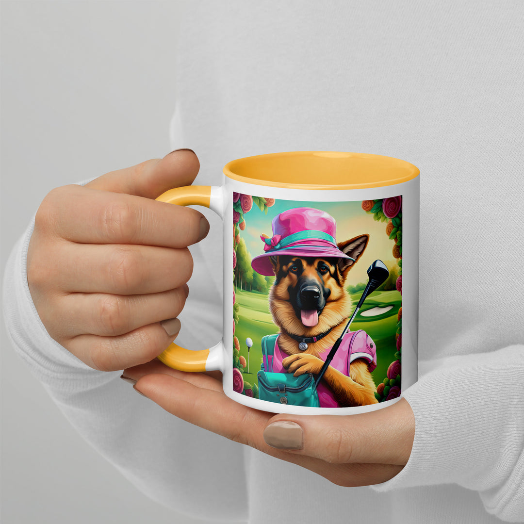 German Shepherd Golfer- Mug with Color Inside V9