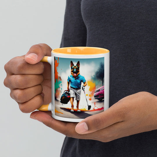 German Shepherd Golfer- Mug with Color Inside V12