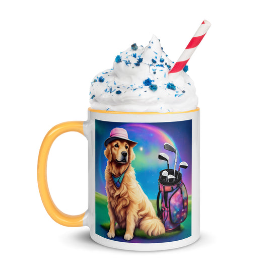 Golden Retriever Golfer- Mug with Color Inside V2