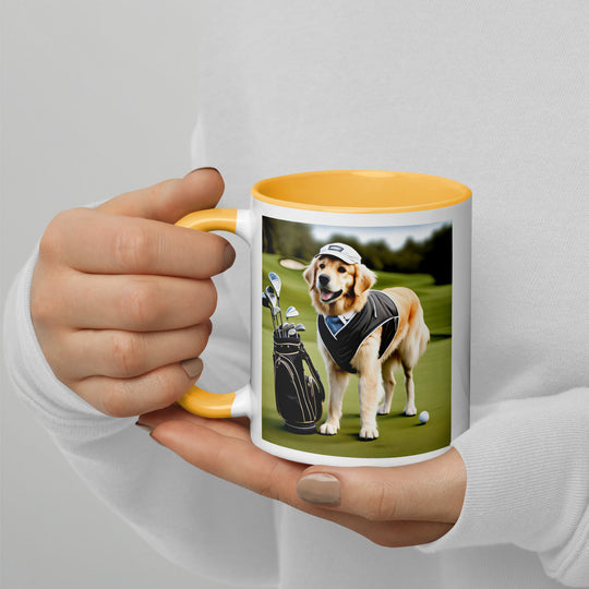 Golden Retriever Golfer- Mug with Color Inside V3