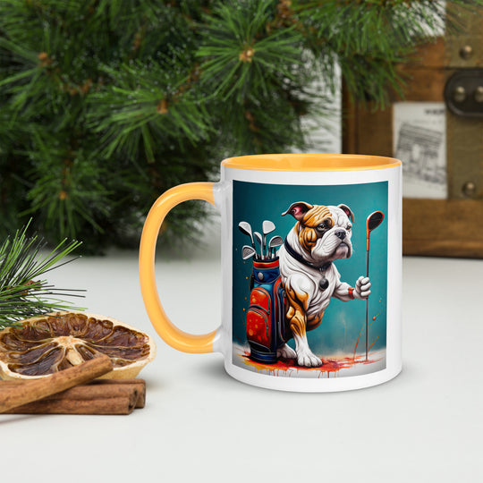 Bulldog Golfer- Mug with Color Inside V4