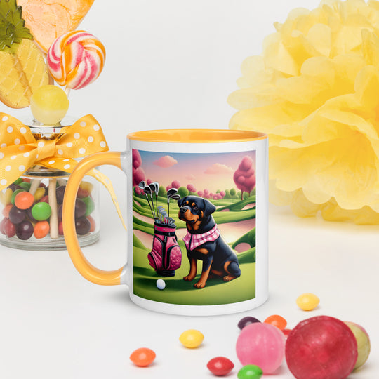 Rottweiler Golfer- Mug with Color Inside