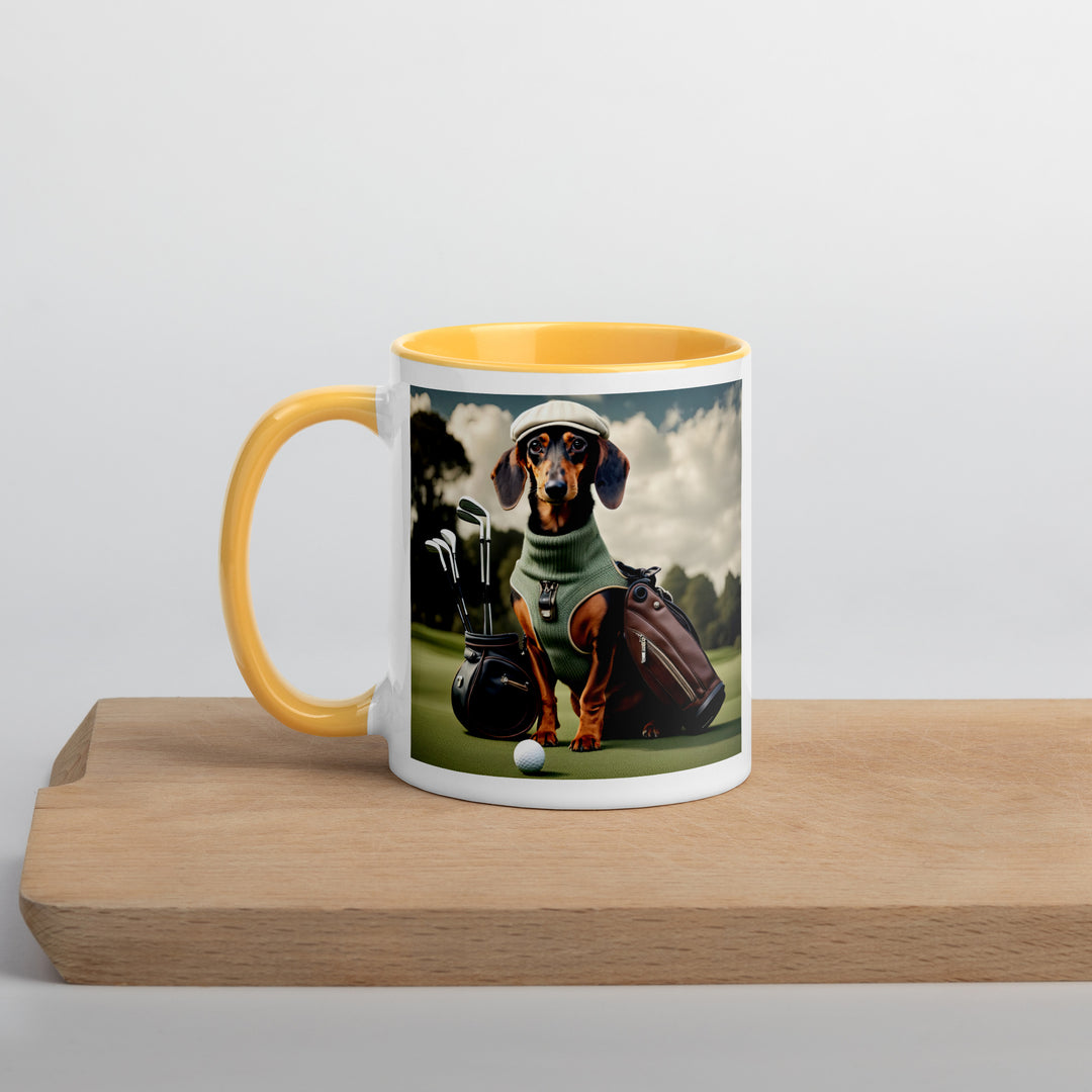 Dachshund Golfer- Mug with Color Inside