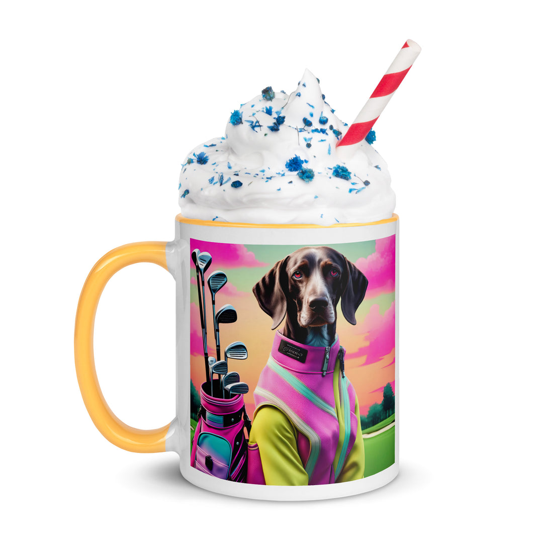 German Shorthaired Pointer Golfer- Mug with Color Inside v3