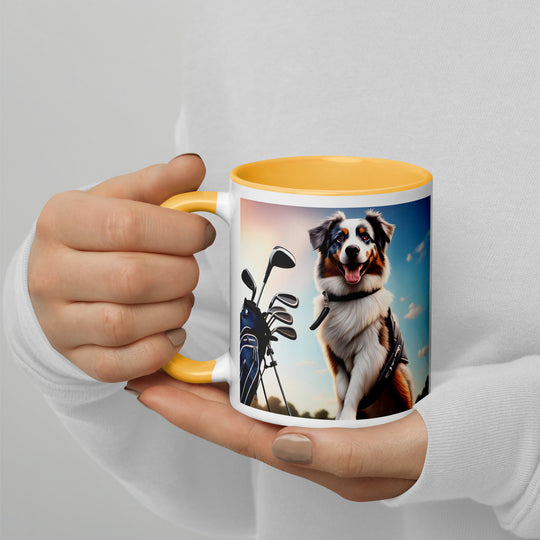 Australian Shepherd Golfer- Mug with Color Inside