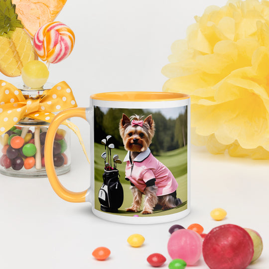 Yorkshire Terrier Golfer- Mug with Color Inside v2