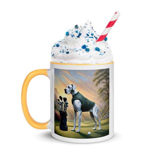 Great Dane Golfer- Mug with Color Inside v3