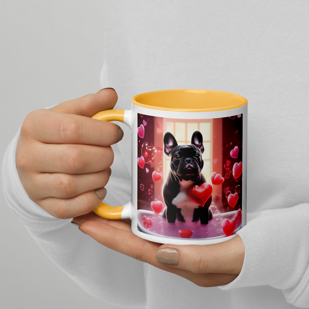 French Bulldog Romantic- Mug with Color Inside v4