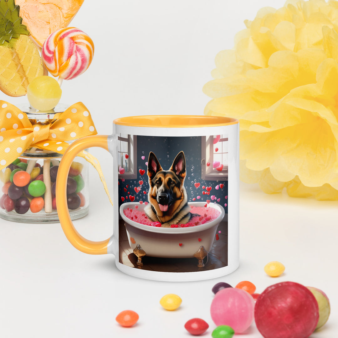 German Shepherd Romantic- Mug with Color Inside v3