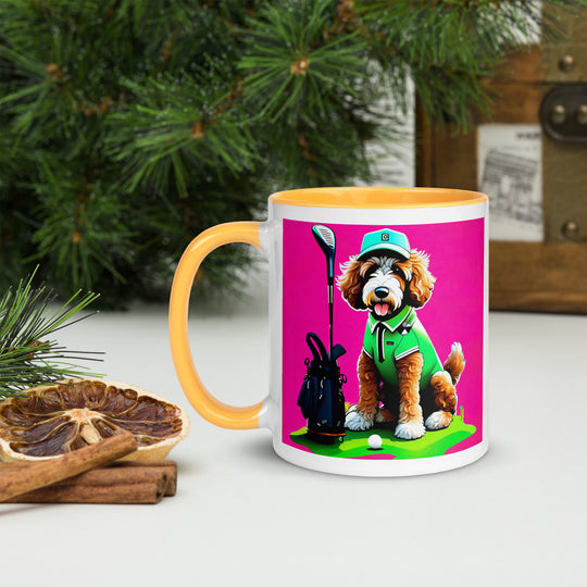 Bernedoodle Golfer- Mug with Color Inside v2