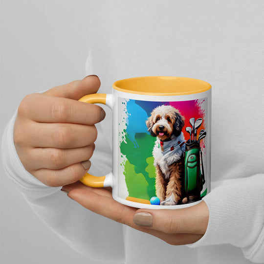 Bernedoodle Golfer- Mug with Color Inside v3