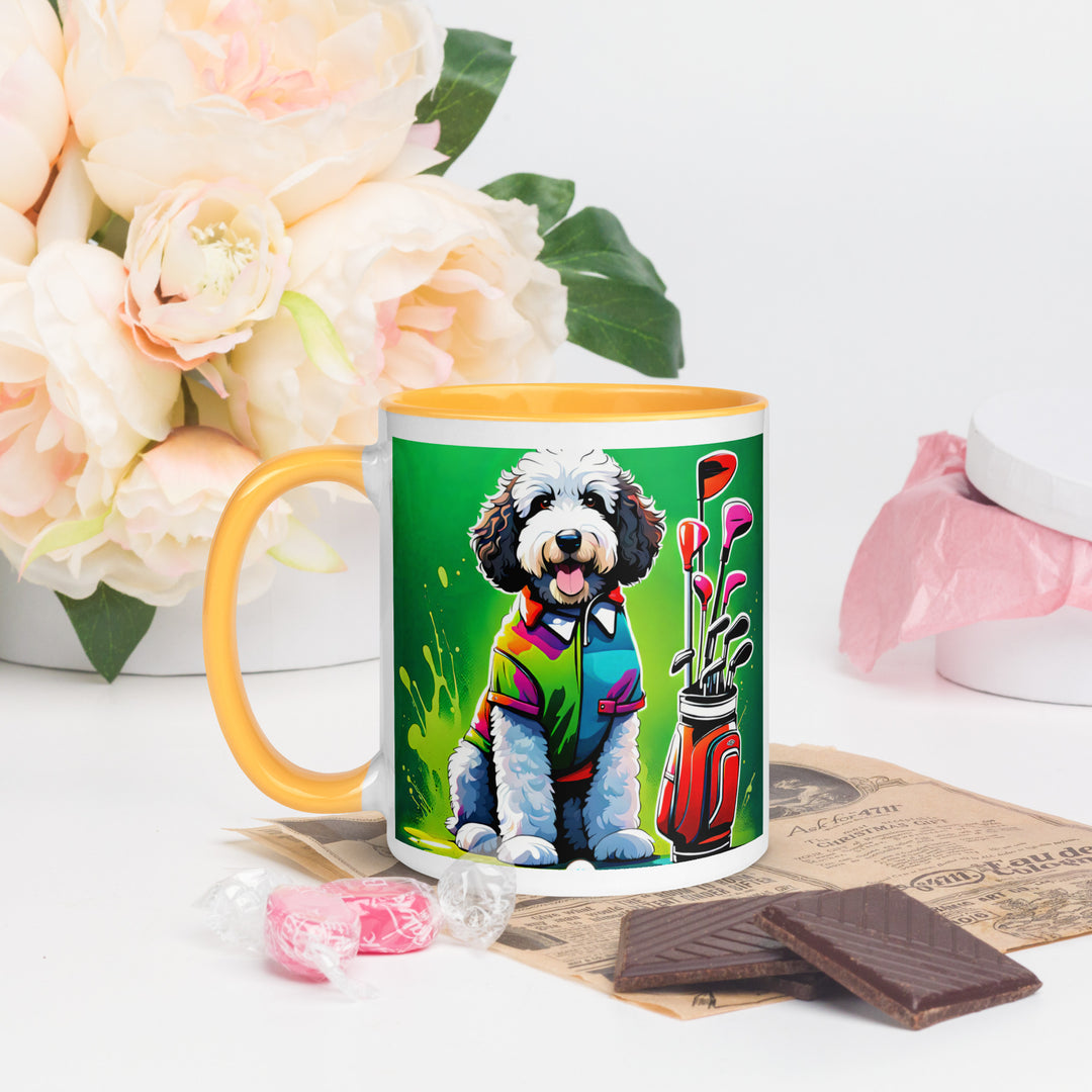 Bernedoodle Golfer- Mug with Color Inside v7