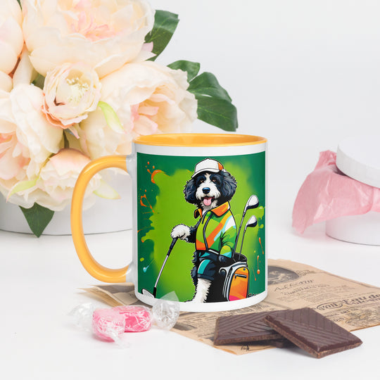 Bernedoodle Golfer- Mug with Color Inside v8