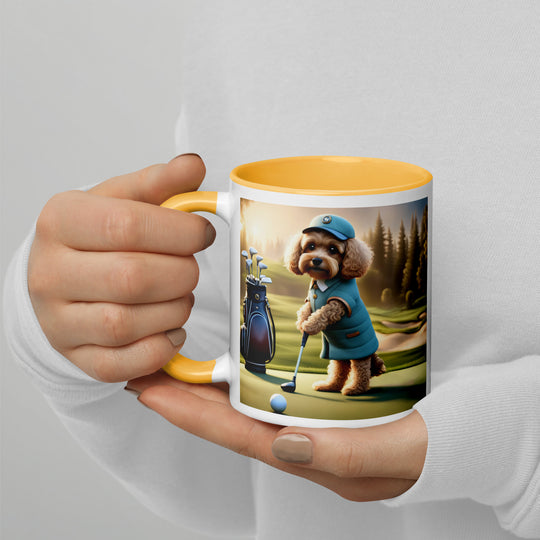 Cavapoo Golfer- Mug with Color Inside v5