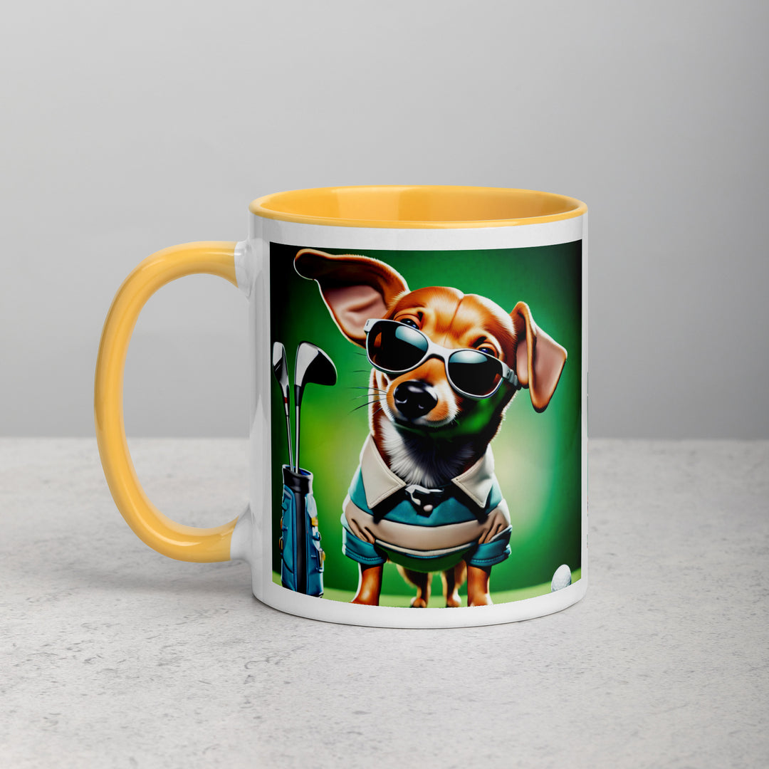 Chiweenie Golfer- Mug with Color Inside v6