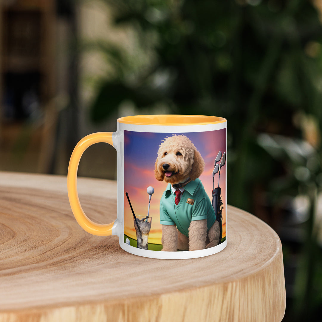 Goldendoodle Golfer- Mug with Color Inside v5