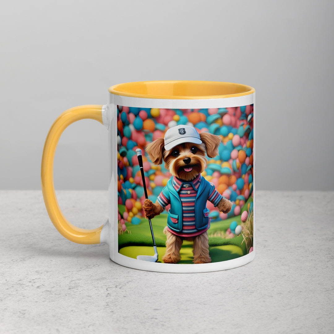 Yorkipoo Golfer- Mug with Color Inside v14