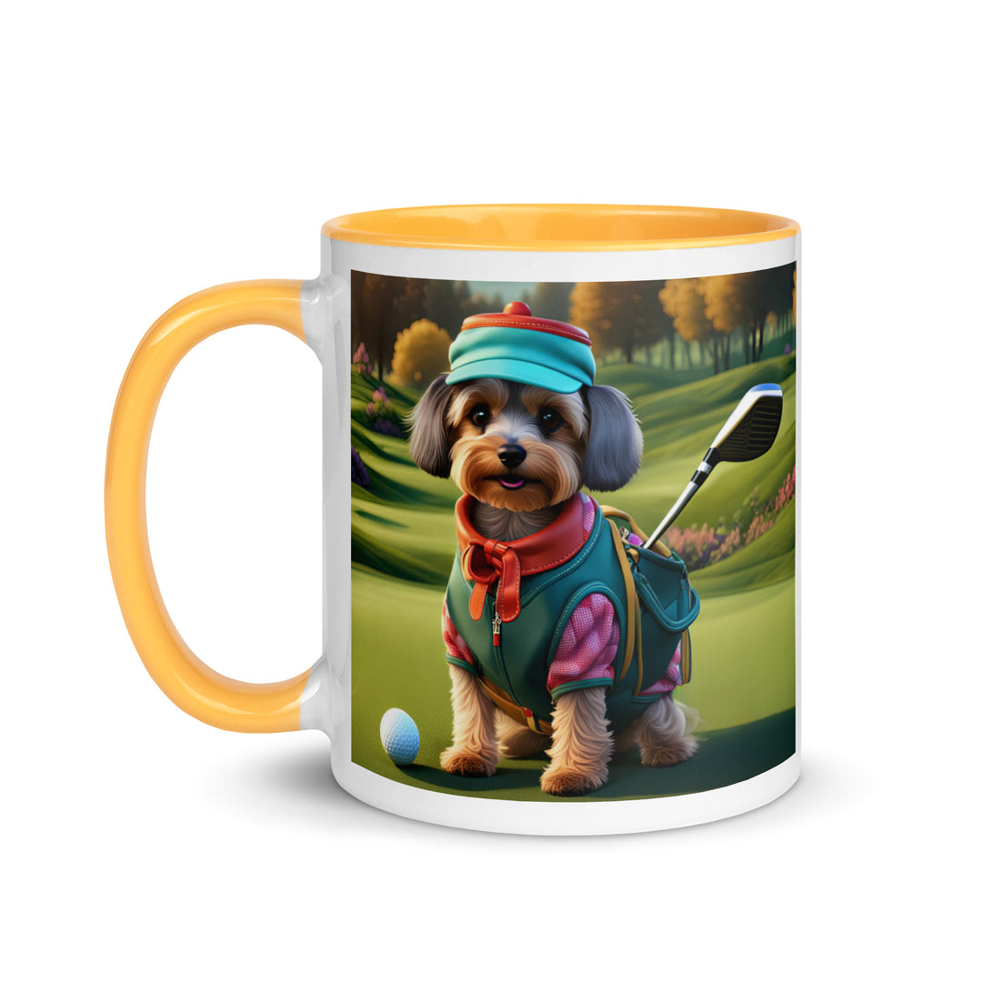 Yorkipoo Golfer- Mug with Color Inside v15