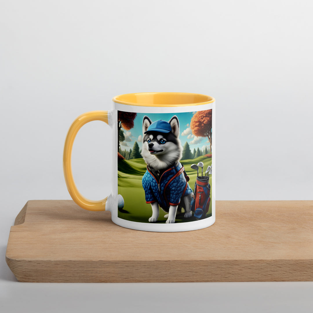 Pomsky Golfer- Mug with Color Inside v5