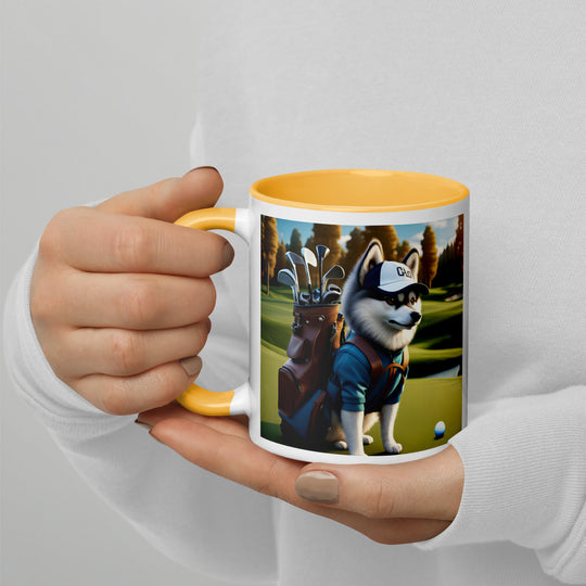 Pomsky Golfer- Mug with Color Inside v10