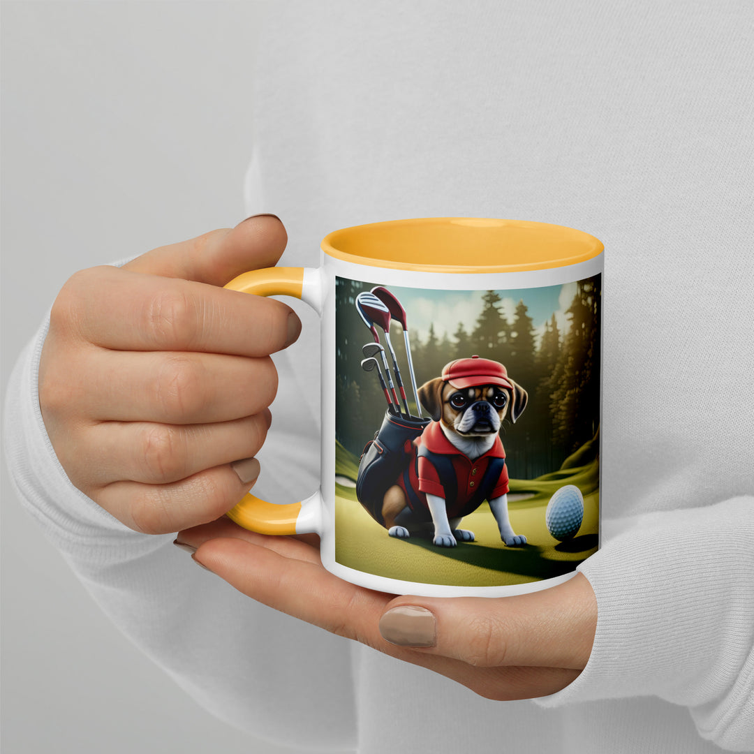 Puggle Golfer- Mug with Color Inside v9