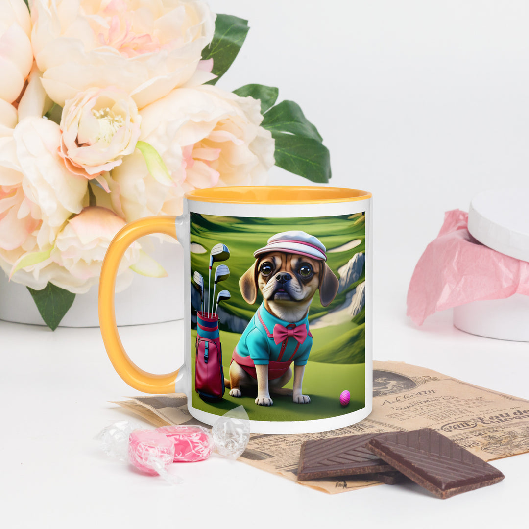 Puggle Golfer- Mug with Color Inside v10