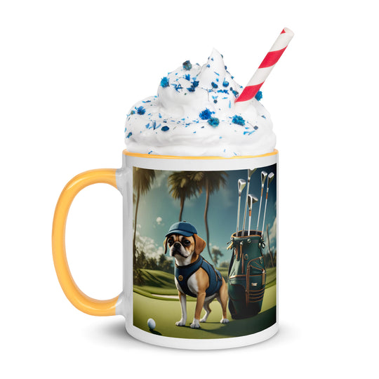 Puggle Golfer- Mug with Color Inside v13