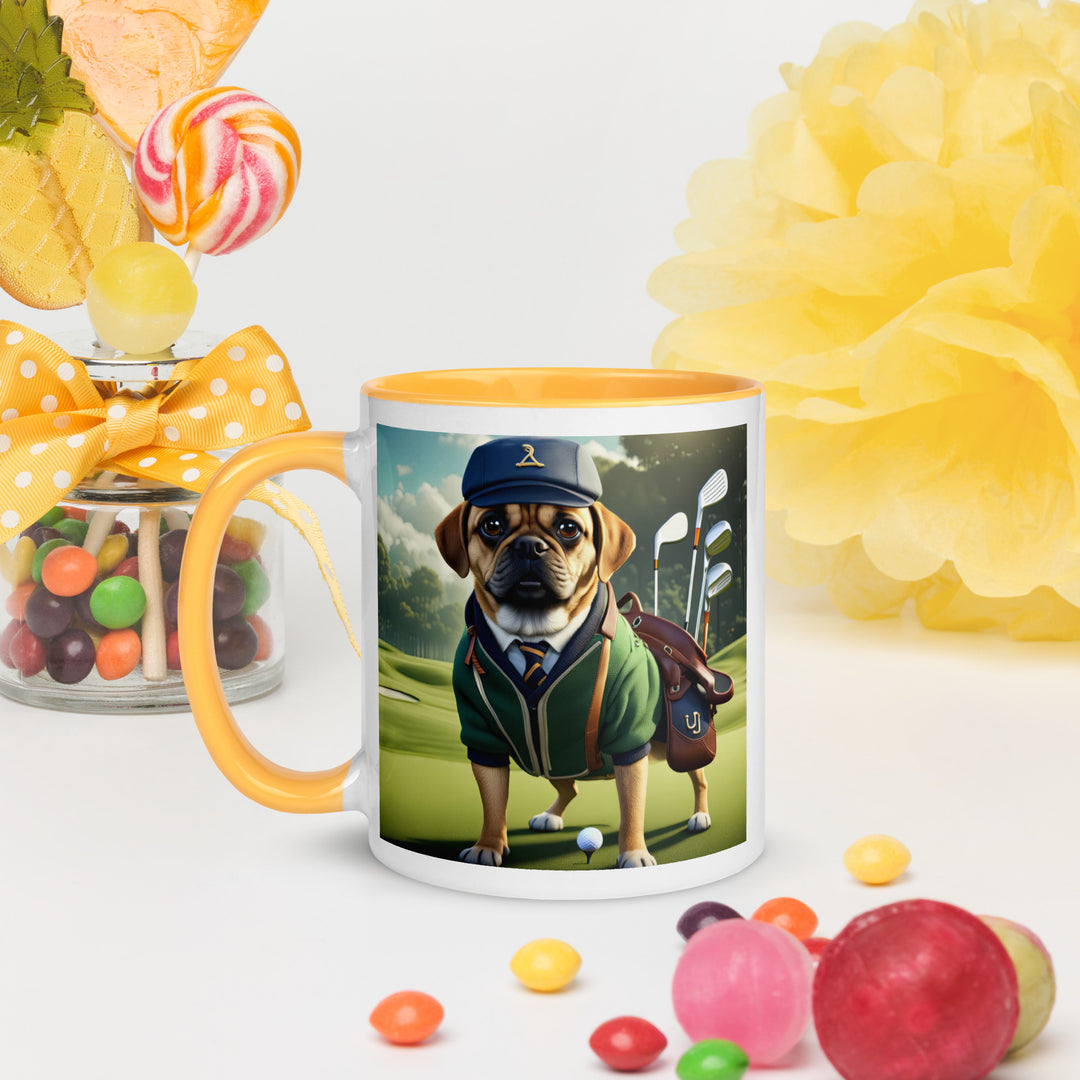 Puggle Golfer- Mug with Color Inside v16