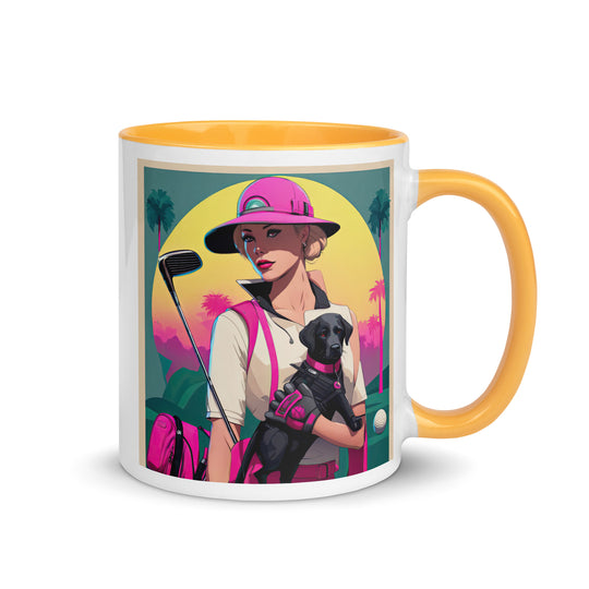 Mug with Color Inside-Labrador Retriever Golfer