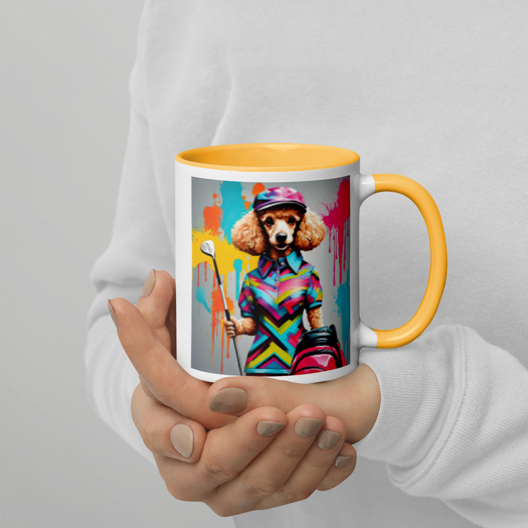 Poodle Golfer- Mug with Color Inside v4