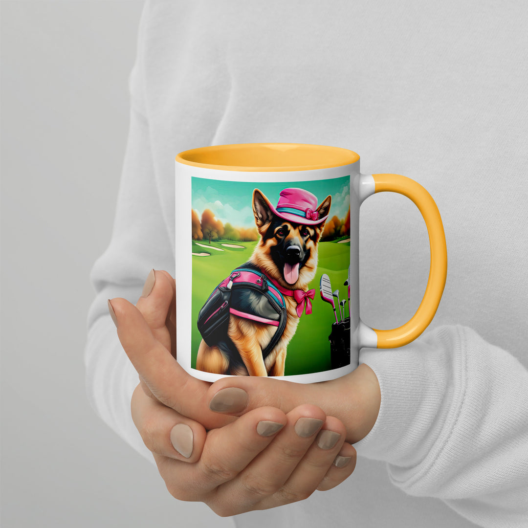 German Shepherd Golfer- Mug with Color Inside V3