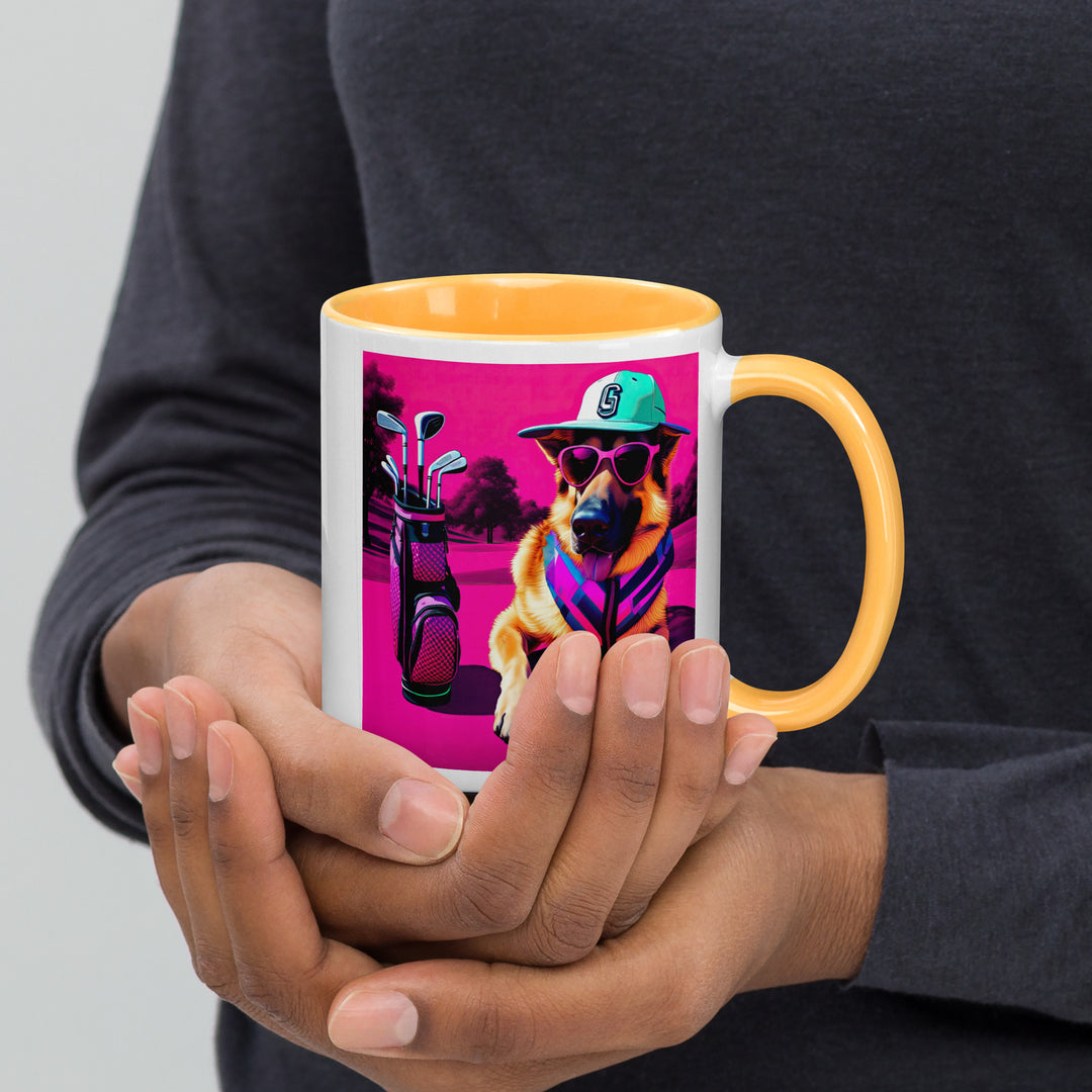 German Shepherd Golfer- Mug with Color Inside V8