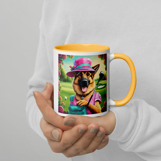 German Shepherd Golfer- Mug with Color Inside V9