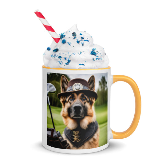 German Shepherd Golfer- Mug with Color Inside V16