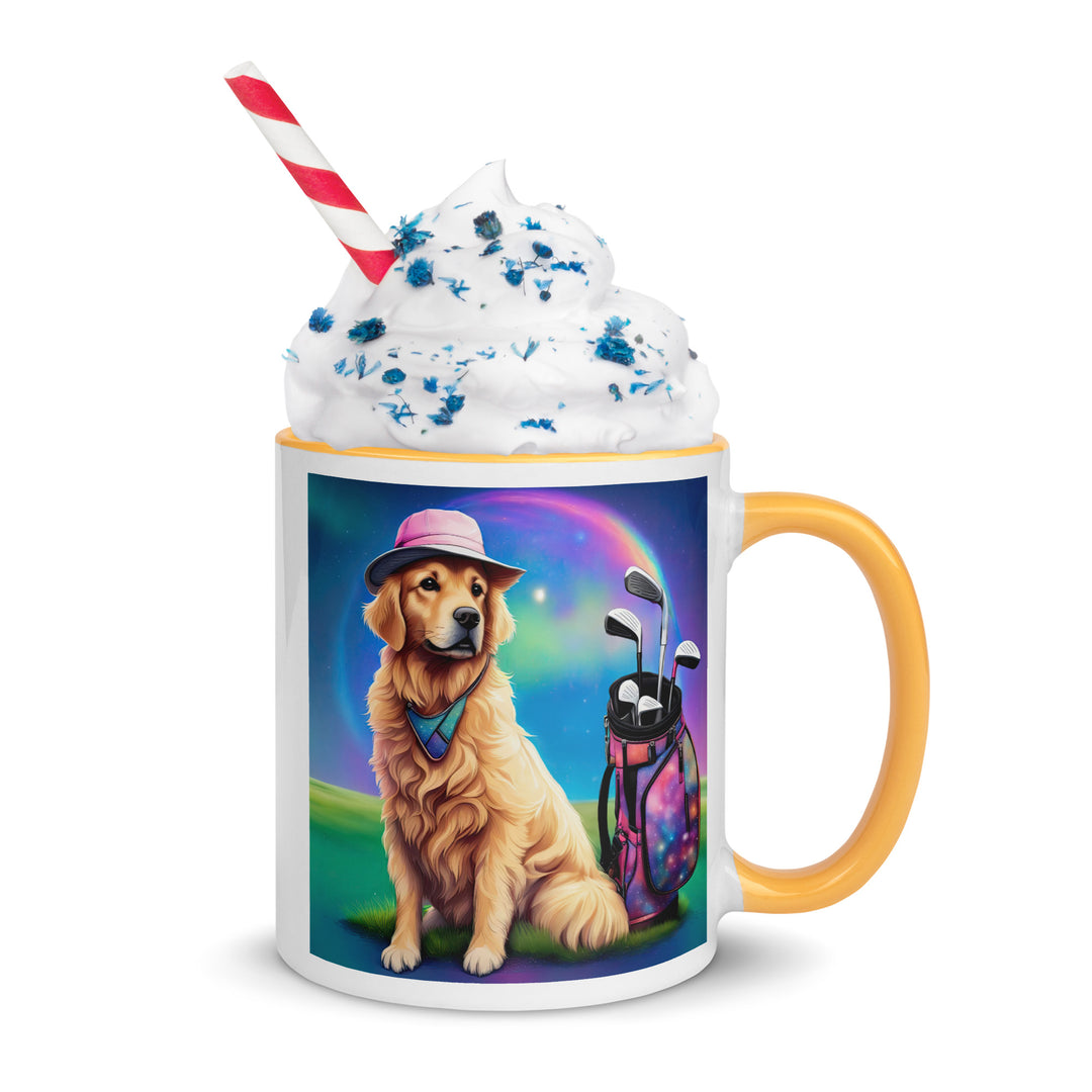 Golden Retriever Golfer- Mug with Color Inside V2