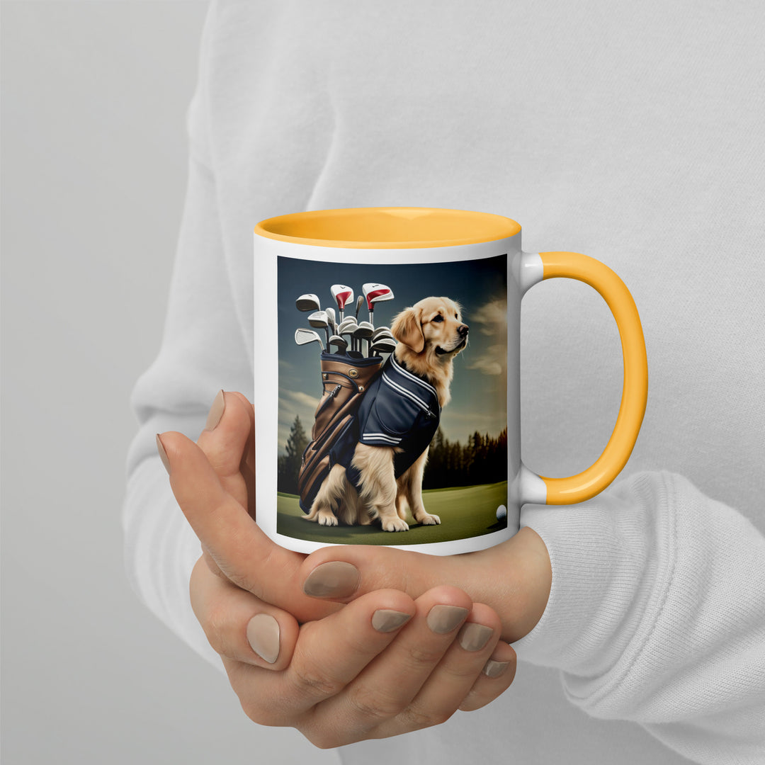 Golden Retriever Golfer- Mug with Color Inside V5