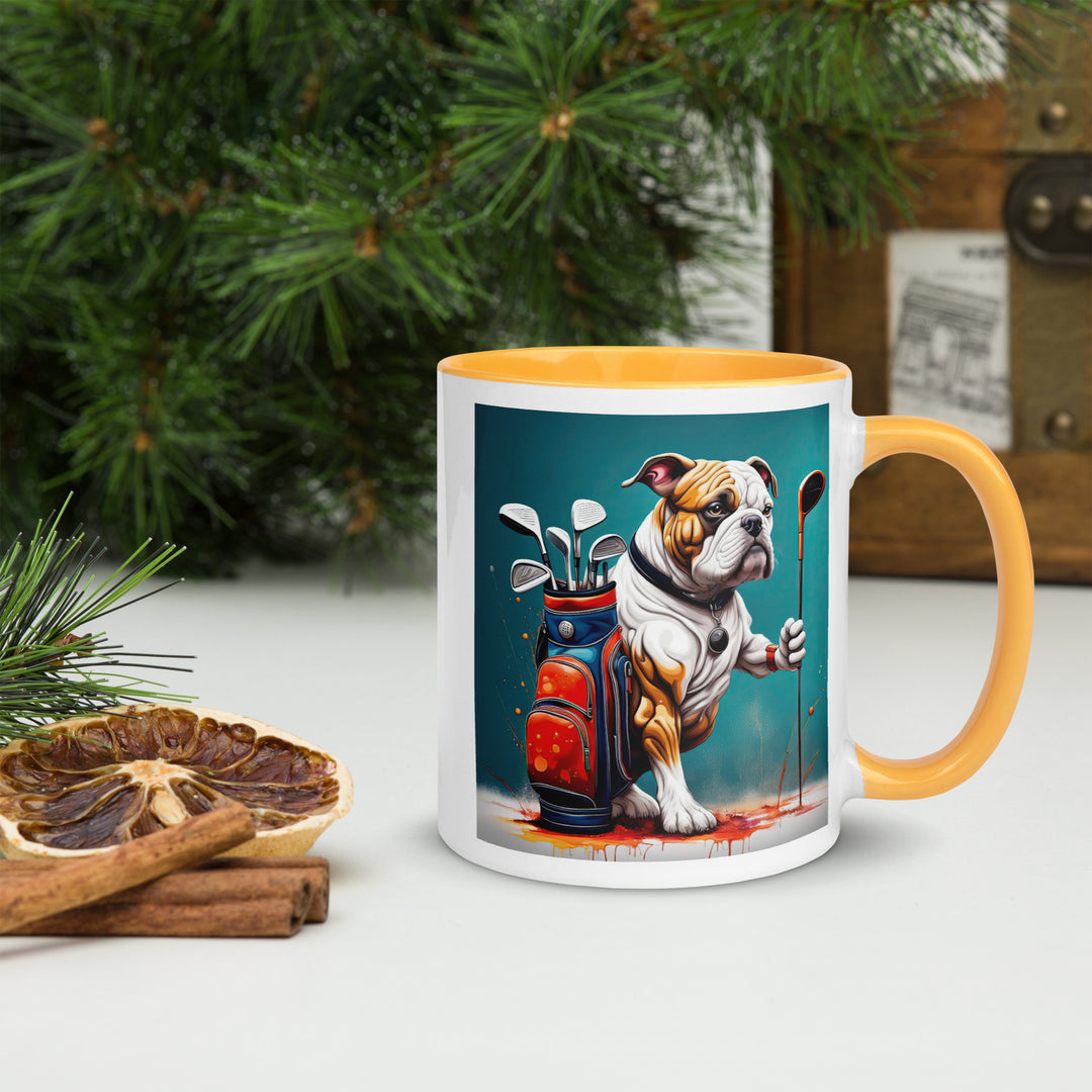 Bulldog Golfer- Mug with Color Inside V4