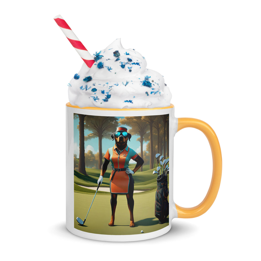 Rottweiler Golfer- Mug with Color Inside v4