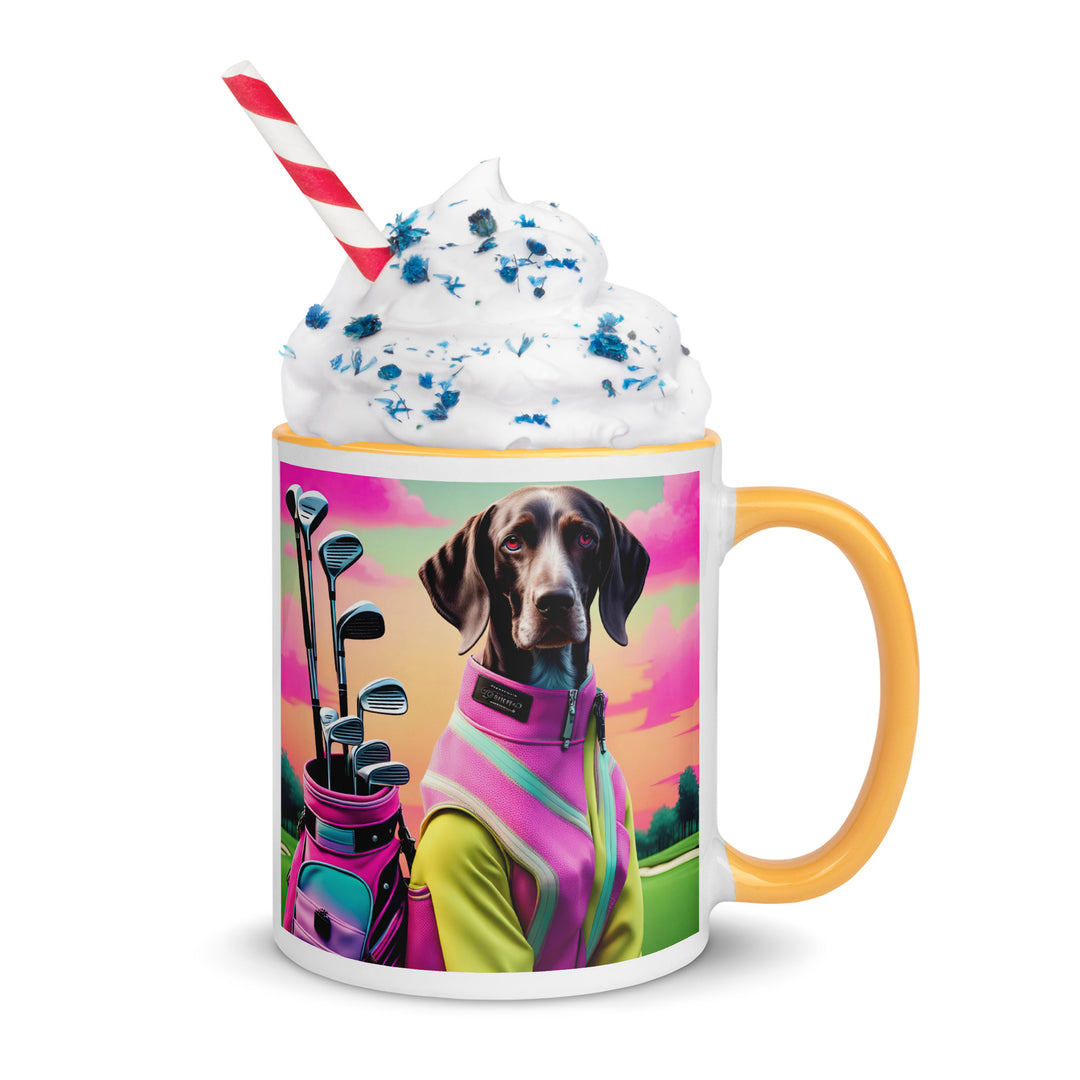 German Shorthaired Pointer Golfer- Mug with Color Inside v3