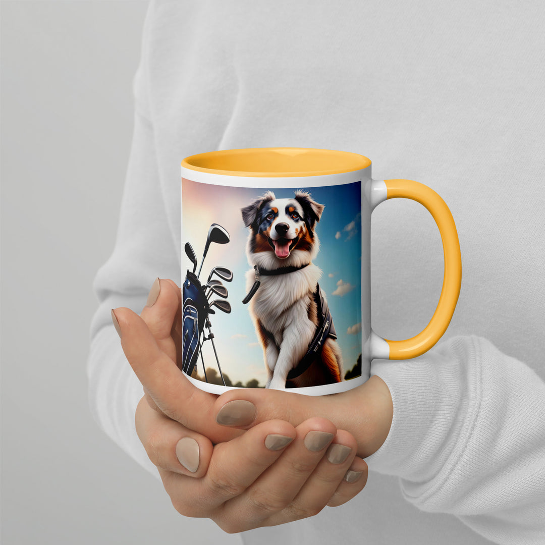 Australian Shepherd Golfer- Mug with Color Inside