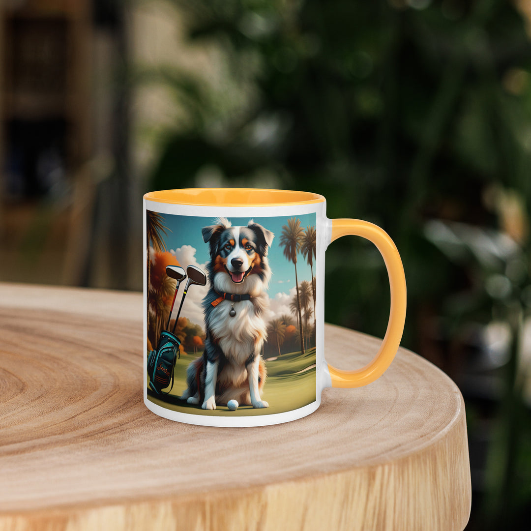 Australian Shepherd Golfer- Mug with Color Inside v2