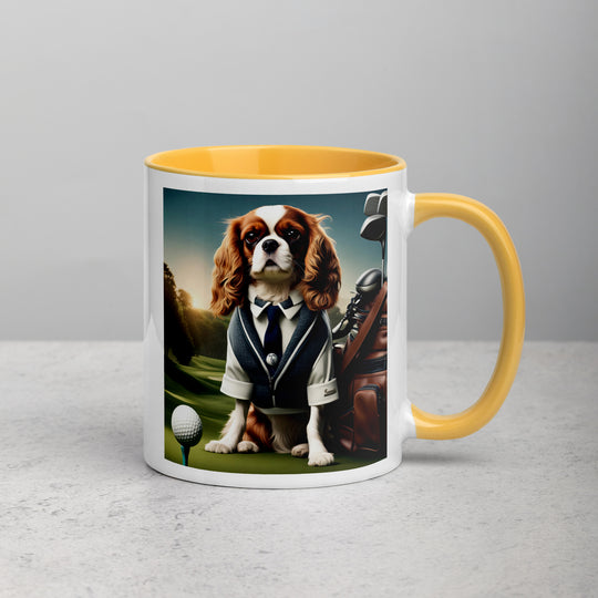 Cavalier King Charles Spaniel Golfer- Mug with Color Inside v3