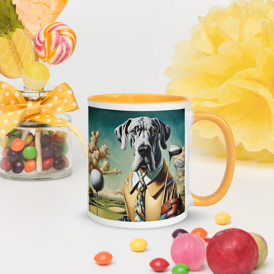 Great Dane Golfer- Mug with Color Inside v2