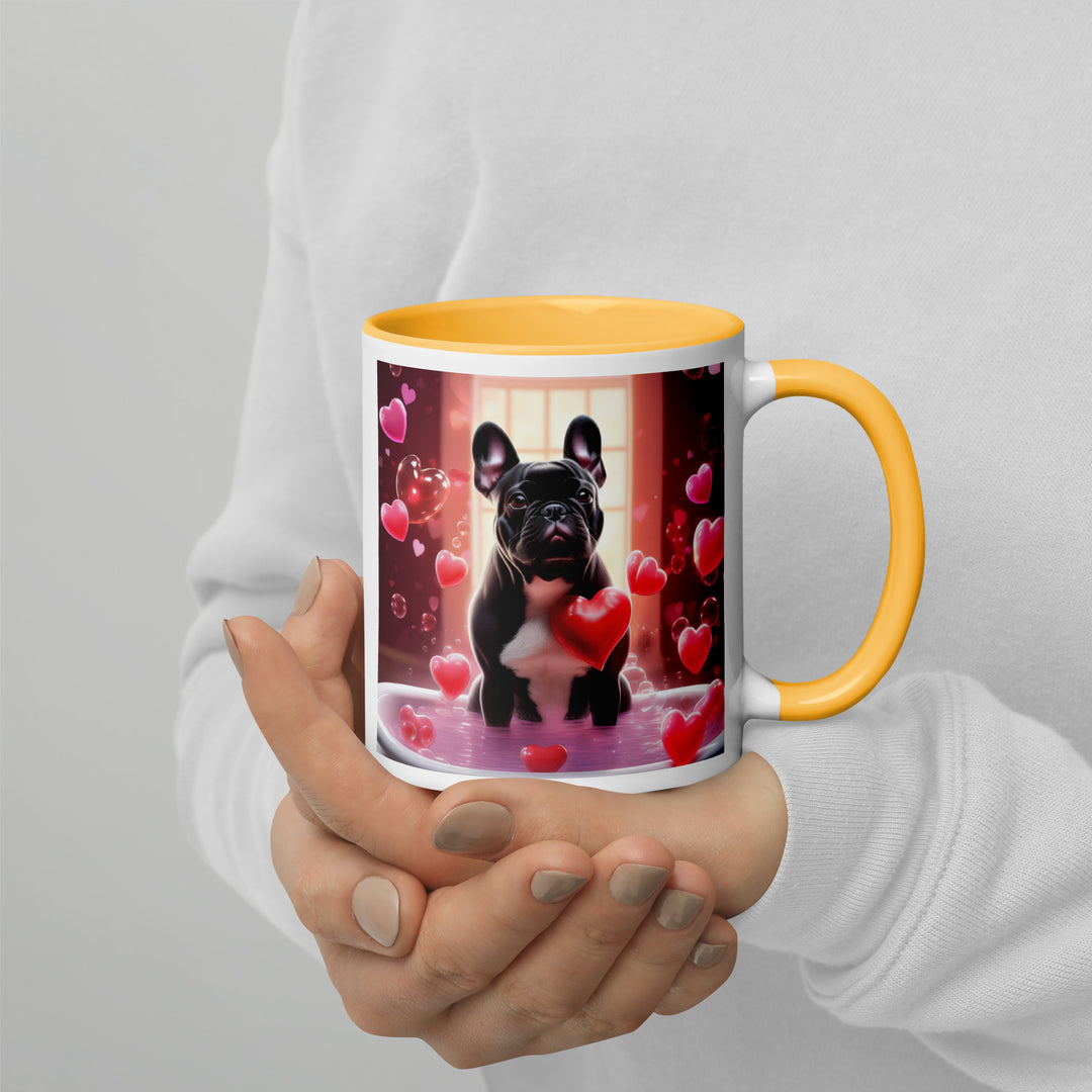 French Bulldog Romantic- Mug with Color Inside v4